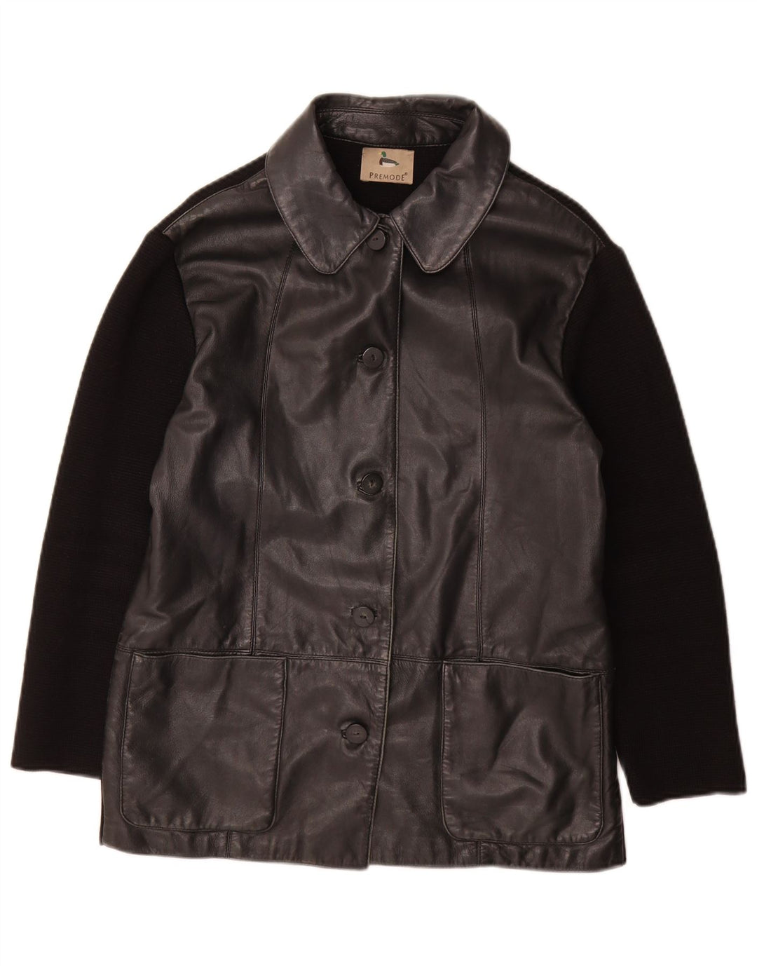 Jachetă de piele Premode pentru femei UK 12 Medium Black Leather