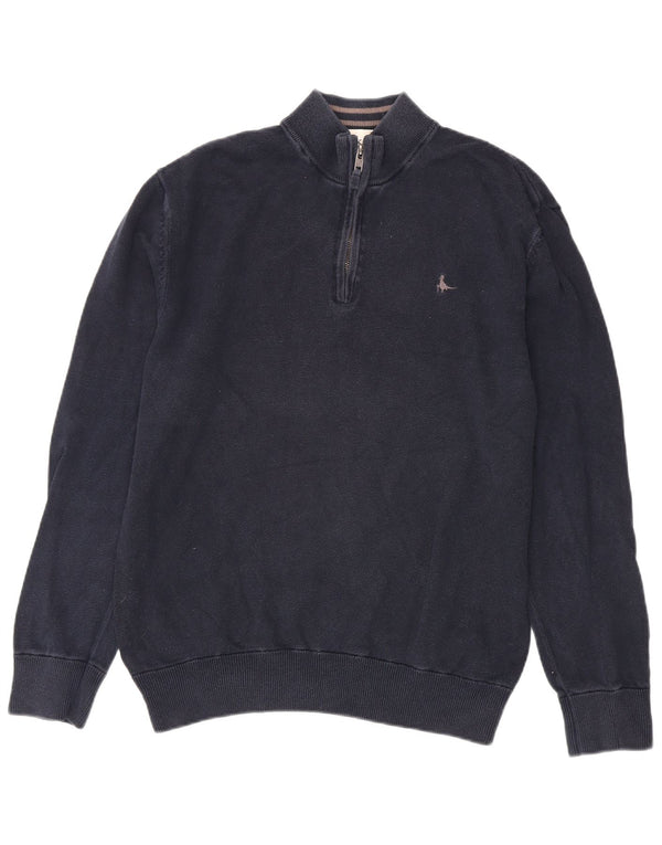 Pulover Jack Wills pentru bărbați, cu fermoar, cu gât, XL, bumbac, albastru