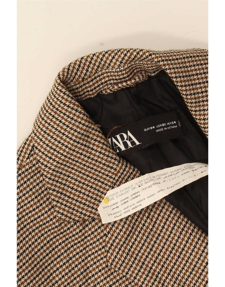 Blazer supradimensionat pentru femei Zara, cu 1 nasture, EU 34 2XS, maro, picioare de gală