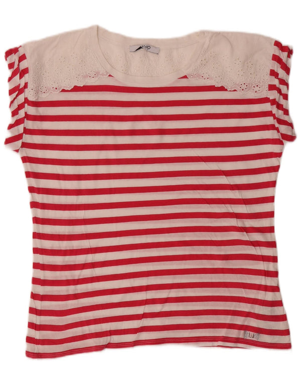 Tricou pentru femei Liu Jo Top UK 14 Medium Pink Striped Bumbac