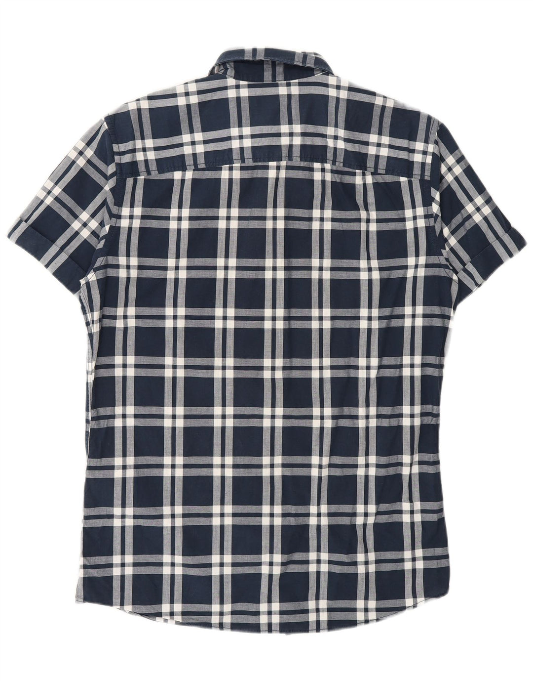Cămașă Jack & Jones pentru bărbați cu mânecă scurtă, bumbac cu carouri, albastru bleumarin mediu