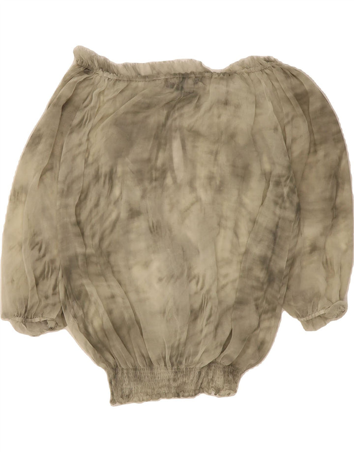 ZARA Womens Off Shoulder Blouse Top UK 6 XS Beige Tie Dye Polyester Vintage Zara and Second-Hand Zara from Messina Hembry 