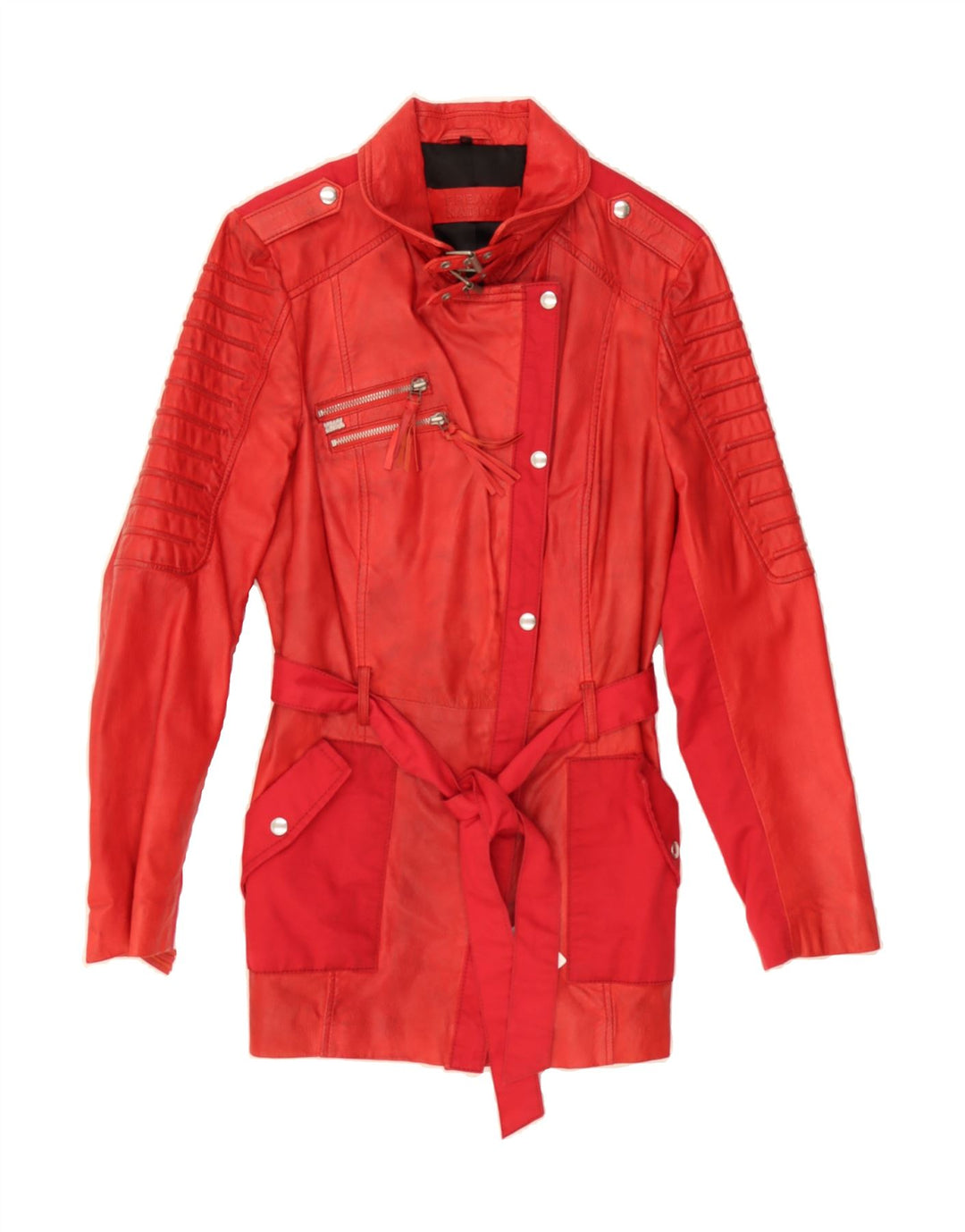 FREAKY NATION Womens Leather Jacket UK 18 XL Red Leather Vintage Freaky Nation and Second-Hand Freaky Nation from Messina Hembry 