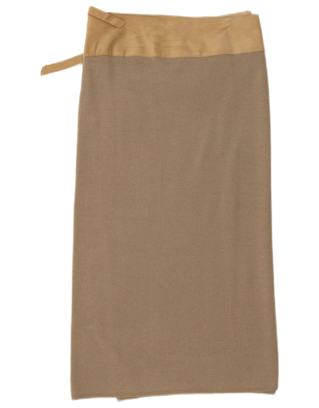 Fusta midi Benetton pentru femei, mare W32, lână color bloc de culoare bej