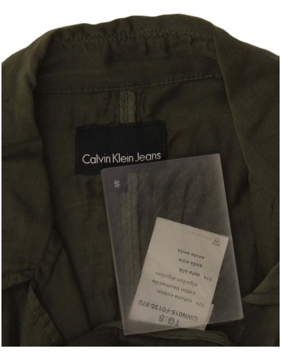 Calvin Klein Jeans Jachetă Blazer pentru femei cu 2 nasturi UK 10 Bumbac verde mic