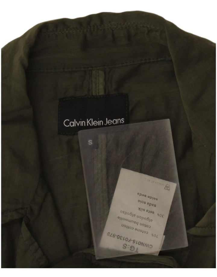 Calvin Klein Jeans Jachetă Blazer pentru femei cu 2 nasturi UK 10 Bumbac verde mic