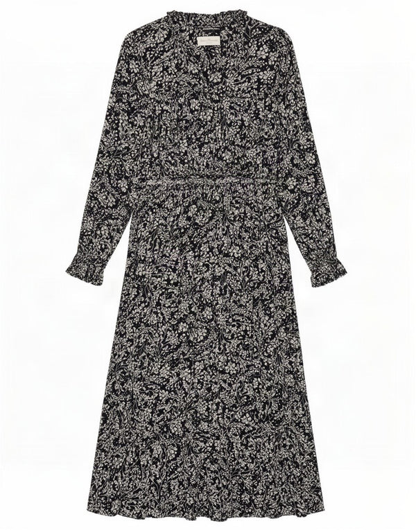 Rochie maxi cu mânecă lungă pentru femei Marks & Spencer UK 10 mic albastru marin Floral