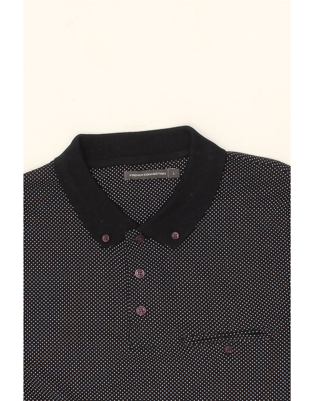FRENCH CONNECTION Mens Polo Shirt Large Navy Blue Polka Dot Cotton Vintage French Connection and Second-Hand French Connection from Messina Hembry 
