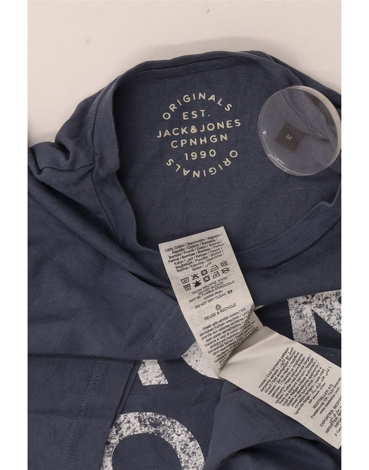 Tricou cu grafic Jack & Jones pentru bărbați Top din bumbac albastru mediu