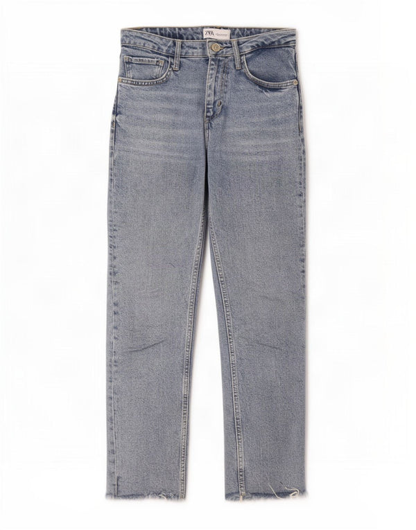 Blugi Drepți Femei Zara EU 36 XS W26 L26 Albastru Bumbac