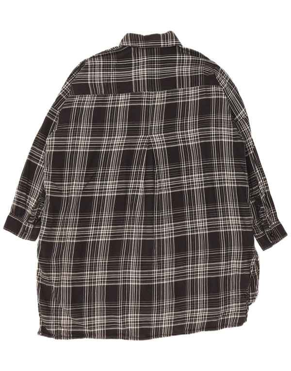Rochie cămașă supradimensionată pentru femei Zara UK 10, bumbac negru cu carouri mici