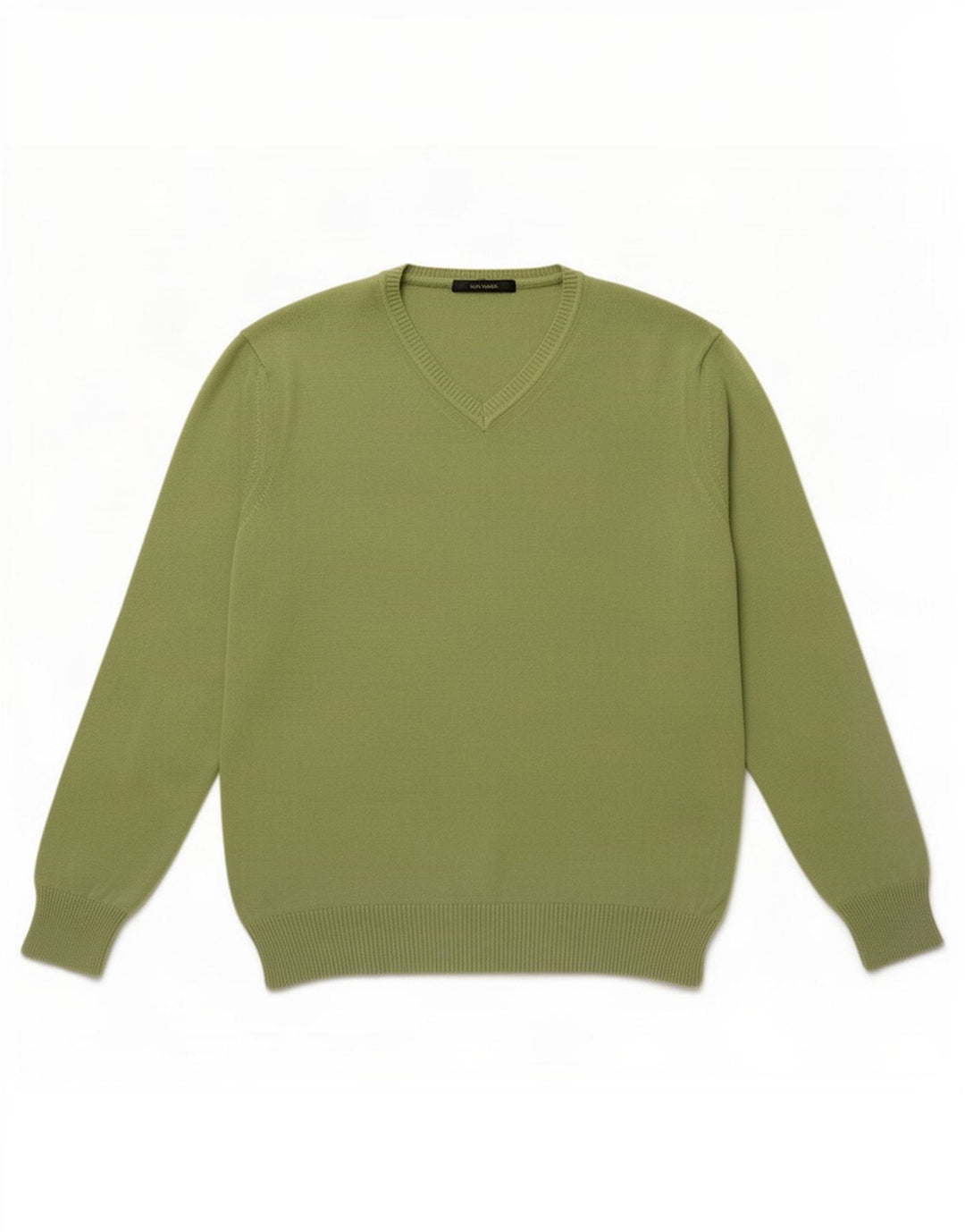 Pulover pentru bărbați Zara, cu decolteu în V, mare, verde, bumbac