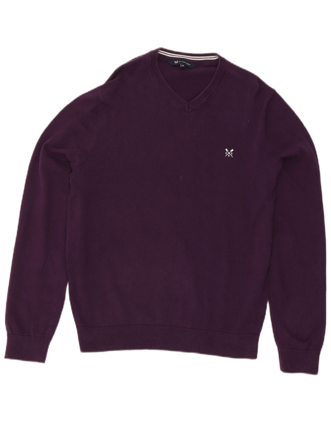 Crew Clothing Pulover cu decolteu în V pentru bărbați, bumbac violet mediu