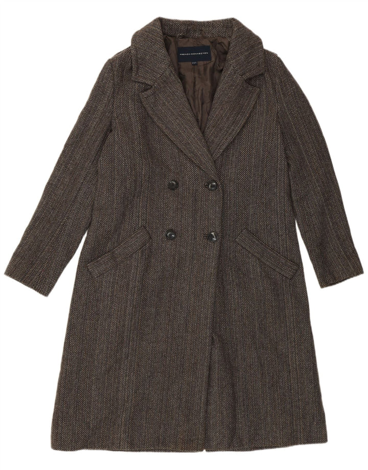 French Connection Palton dublu pentru femei UK 10 Small Brown Herringbone