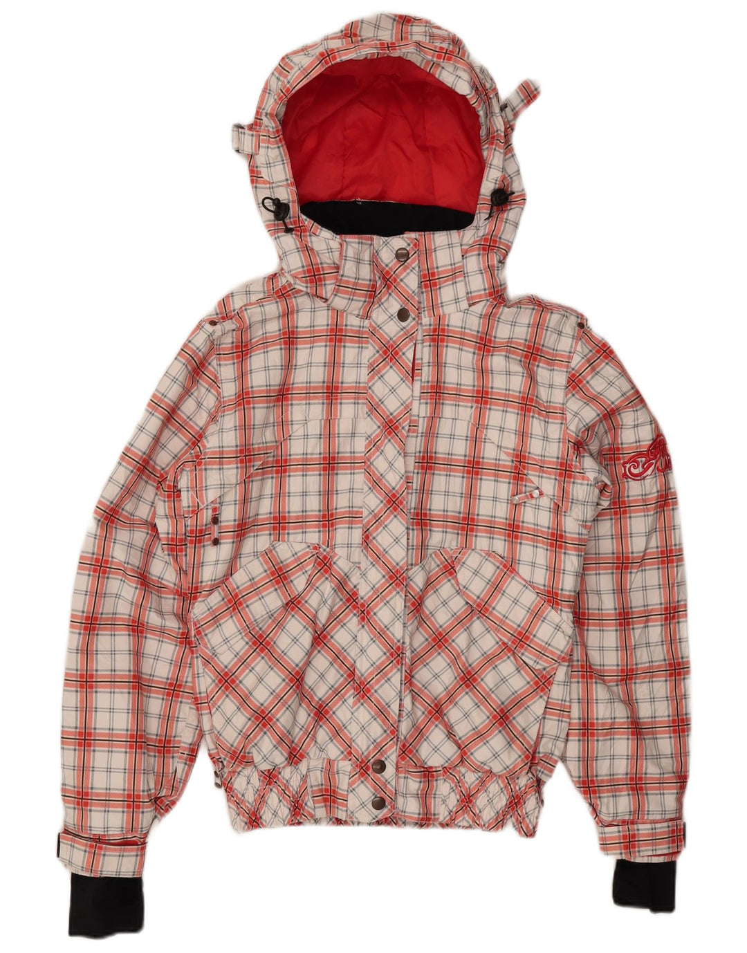 BRUNOTTI Jachetă Windbreaker cu grafică supradimensionată pentru femei UK 10 Small Red Check