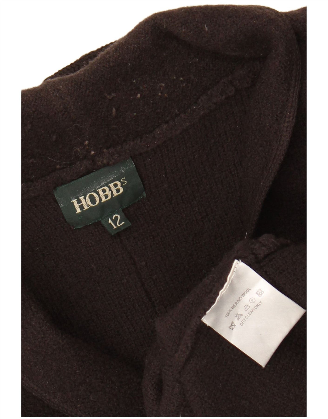 Pulover cardigan crop Hobbs pentru femei UK 12 Lână merinos maro mediu