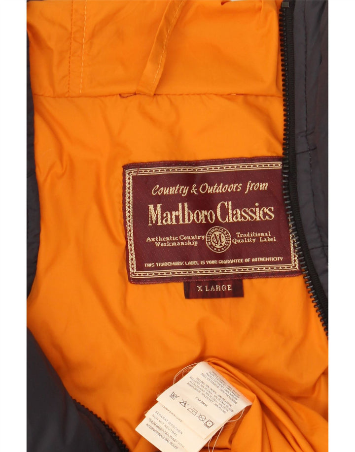 MARLBORO CLASSICS Jachetă căptușită cu glugă pentru bărbați UK 42 XL Negru Colorblock