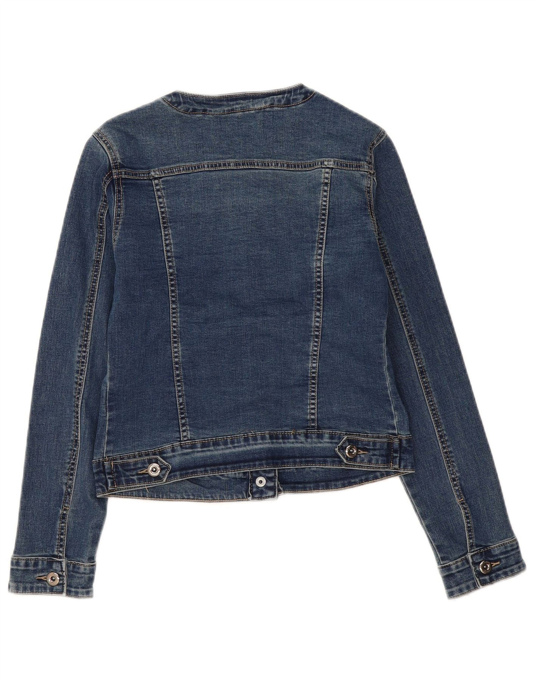Jachetă de denim crop vintage pentru femei UK 12, bumbac mediu albastru bleumarin