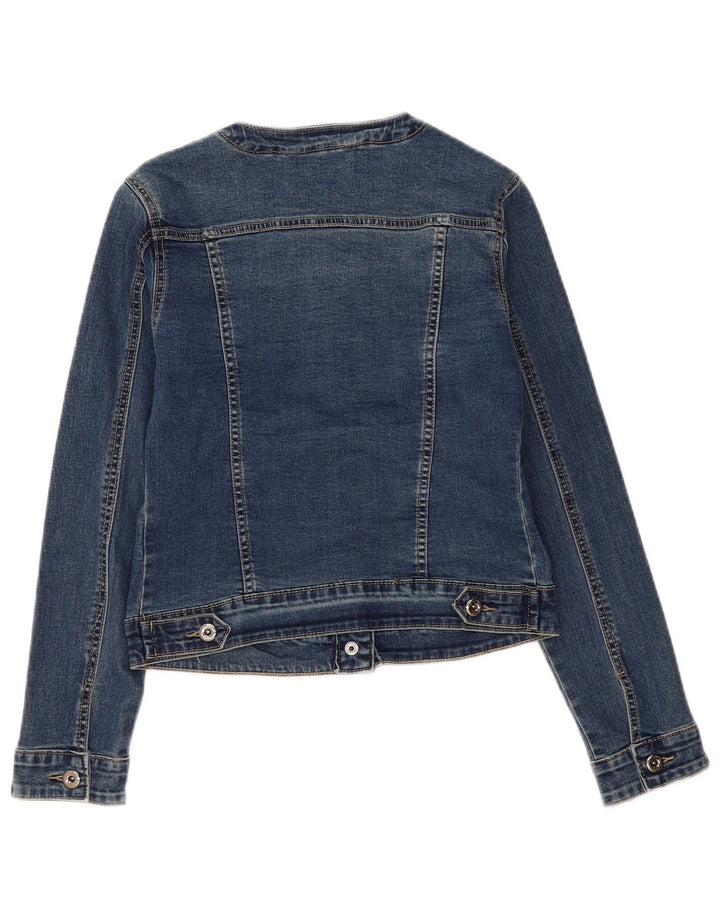 Jachetă de denim crop vintage pentru femei UK 12, bumbac mediu albastru bleumarin