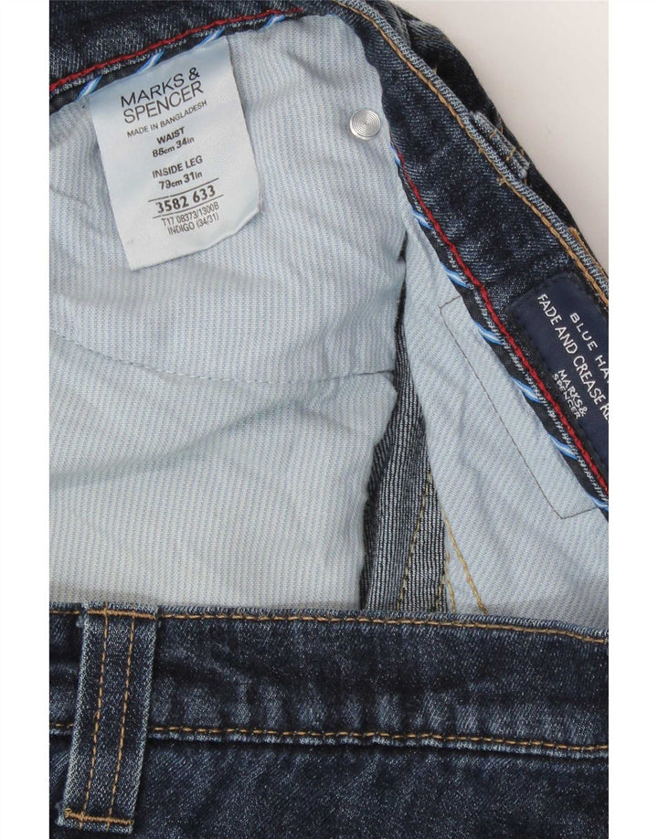 Blugi drepti pentru bărbați Marks & Spencer Blue Harbour W34 L31 Bumbac albastru