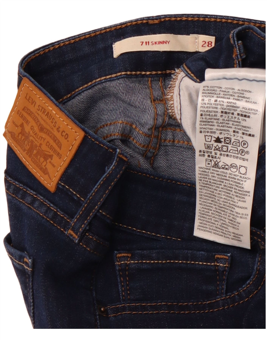 Blugi skinny 711 pentru femei LEVI'S W28 L32 bumbac bleumarin