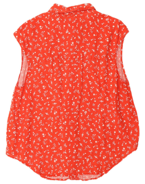 Bluză cămașă cu mânecă scurtă pentru femei Benetton UK 18 XL, in roșu, floral
