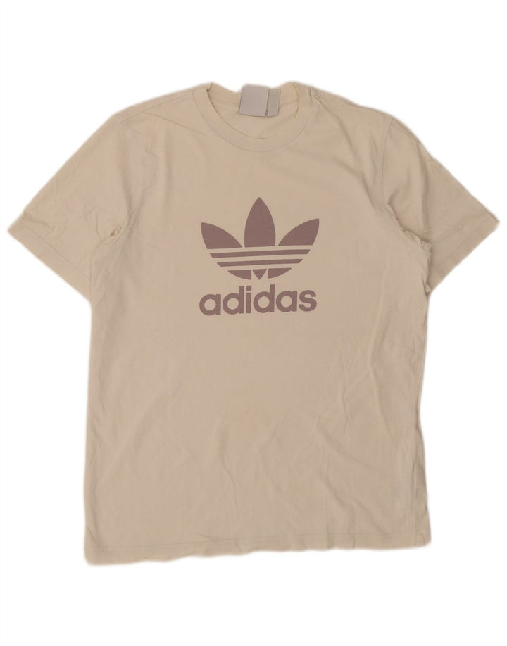 Tricou grafic ADIDAS pentru bărbați Top mediu din bumbac alb