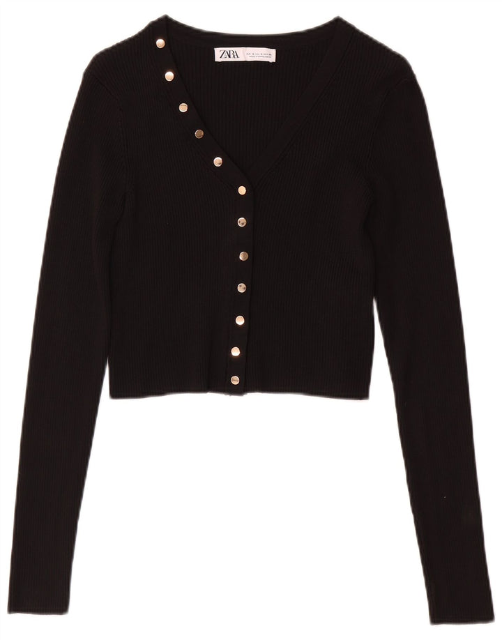 Top cardigan cu mânecă lungă pentru femei Zara UK 8 Poliamidă neagră mică