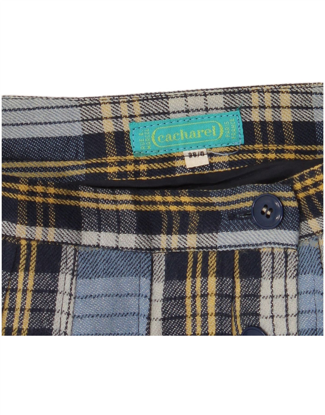 Fusta Plisată Femei Cacharel W24 XS Poliester în carouri albastru