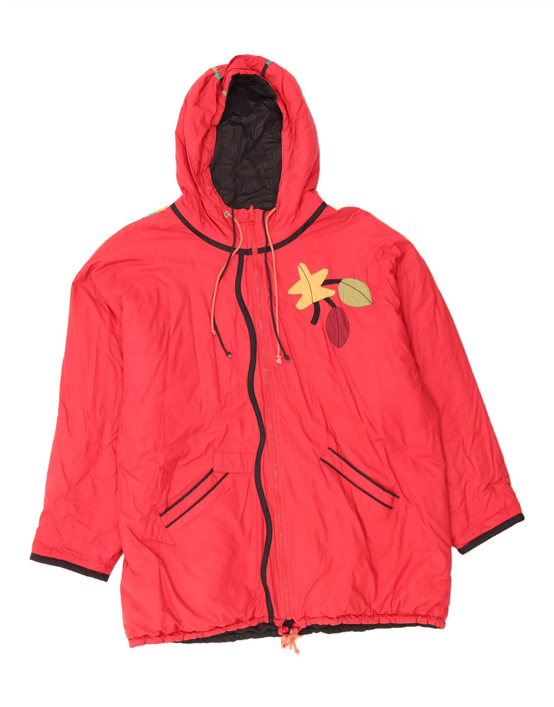 VINTAGE Womens Graphic Hooded Padded Coat Size 20 2XL Red Vintage Vintage and Second-Hand Vintage from Messina Hembry 