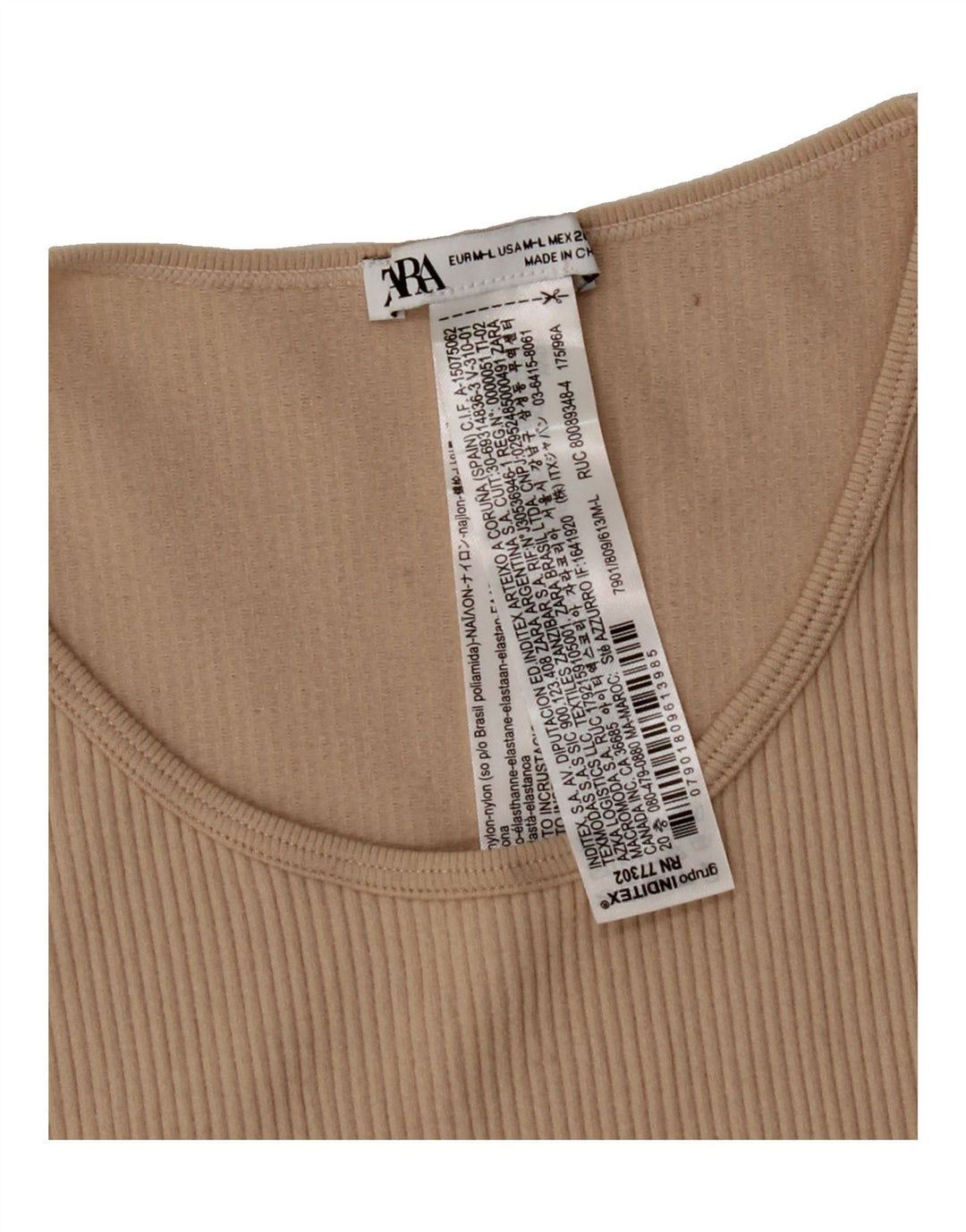 ZARA Womens Crop Vest Top UK 12 Medium Beige Nylon Vintage Zara and Second-Hand Zara from Messina Hembry 