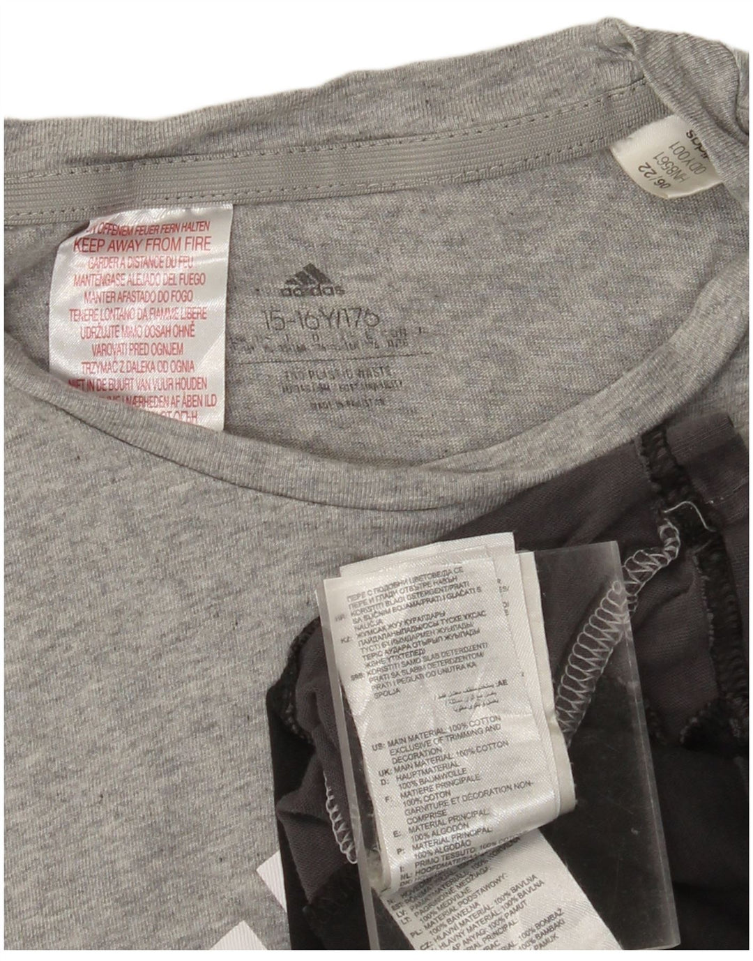 Tricou grafic ADIDAS pentru băieți Top 15-16 ani, gri, bumbac color bloc