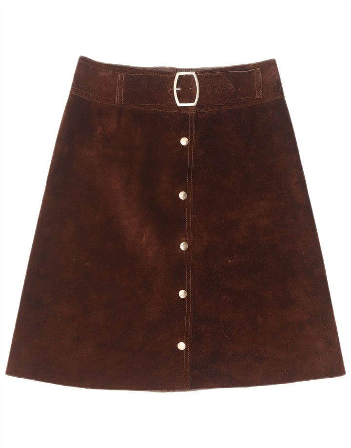 Fusta Vintage Femei din piele intoarsa W28 Maro Mediu
