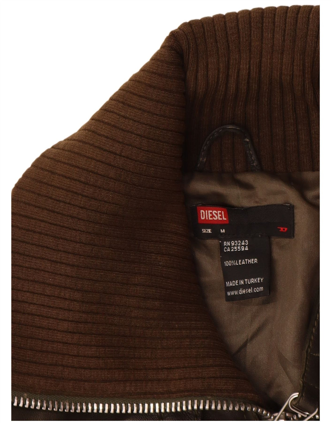 Jachetă Bomber din piele pentru femei Diesel UK 12 din piele maro medie