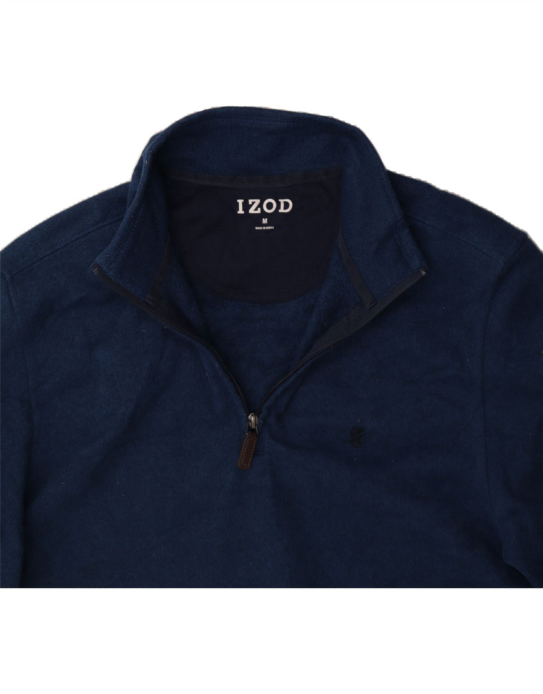 IZOD Mens Zip Neck Sweatshirt Jumper Medium Navy Blue Polyester Vintage Izod and Second-Hand Izod from Messina Hembry 