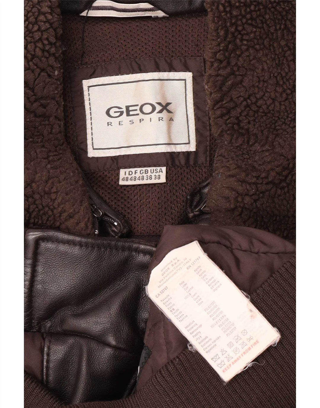 Geacă Bomber din piele pentru bărbați Geox UK 38 Maro Mediu