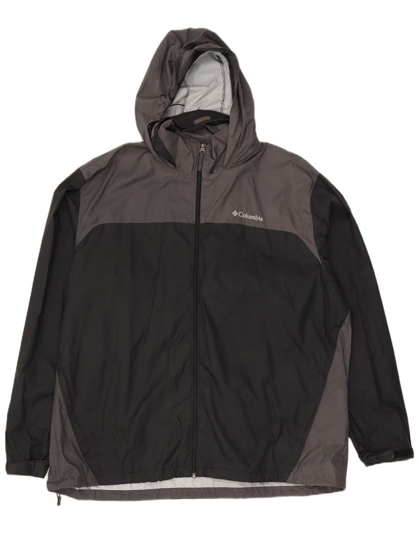 Jachetă de ploaie Columbia pentru bărbați cu glugă Marea Britanie 44 2XL Negru Colorblock Nylon