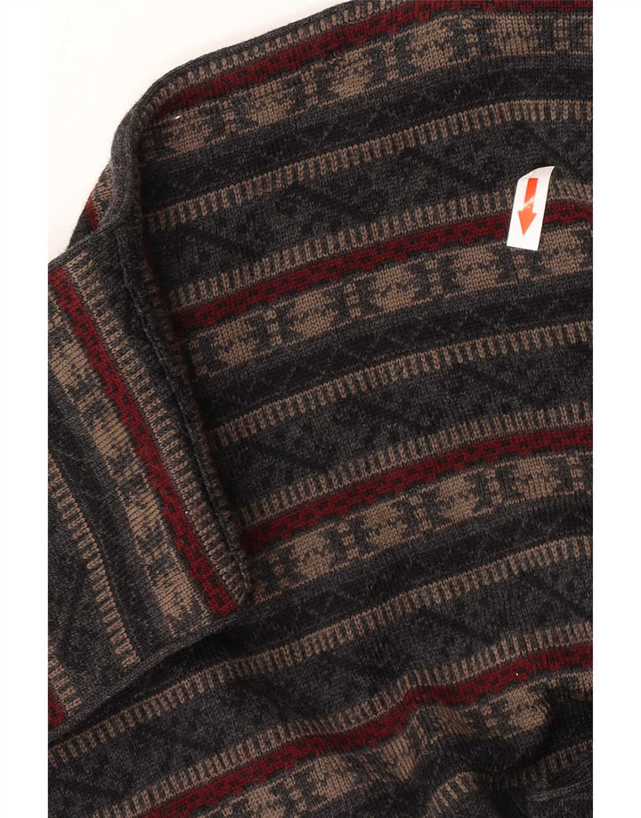 Vestă vintage pentru bărbați din lână virgină, gri mediu, din Fair Isle