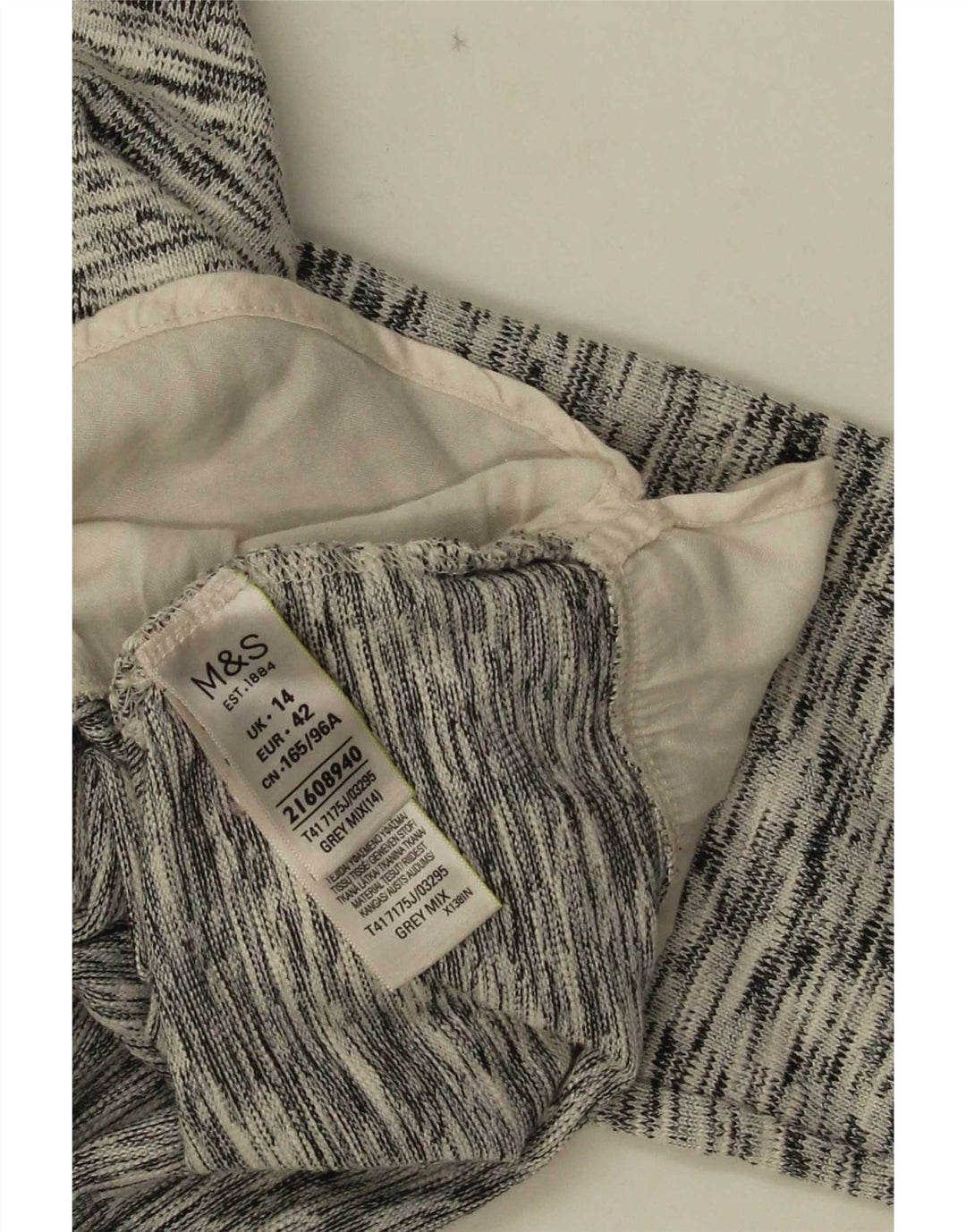 Marks & Spencer Top pentru femei cu mâneci 3/4 UK 14 mare, gri bumbac cu pete