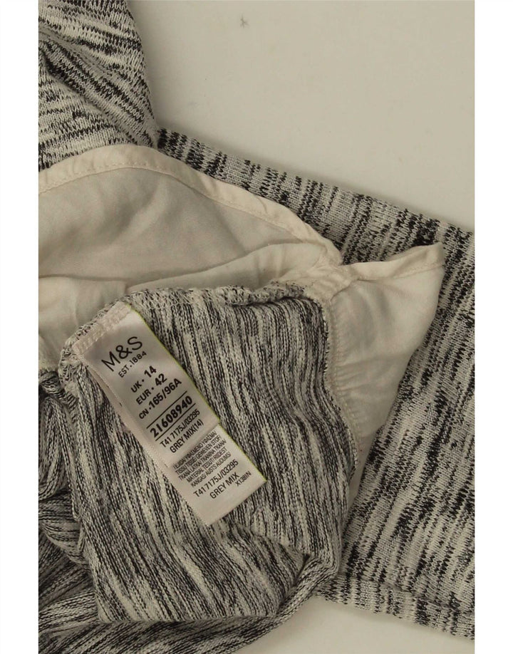 Marks & Spencer Top pentru femei cu mâneci 3/4 UK 14 mare, gri bumbac cu pete