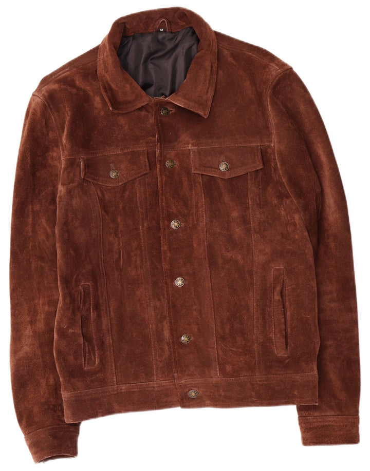 Gilet Vintage pentru bărbați din piele intoarsa UK 38 Maro Mediu