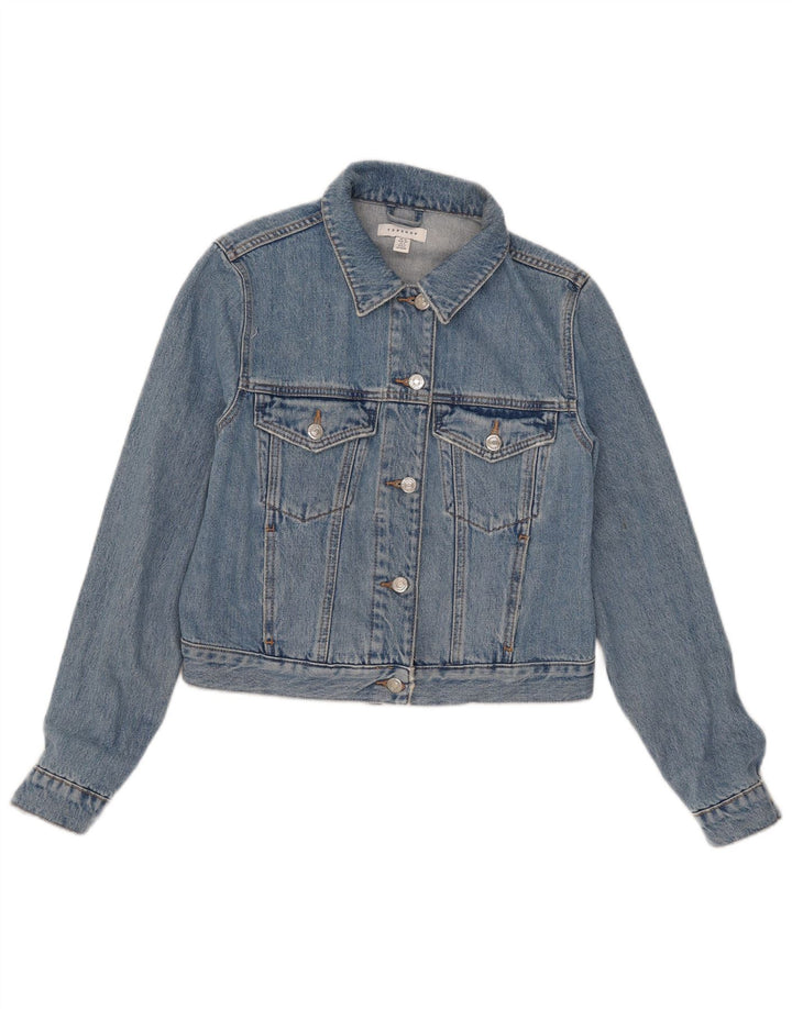 Topshop Jachetă de blugi pentru femei UK 10 Small Blue Bumbac