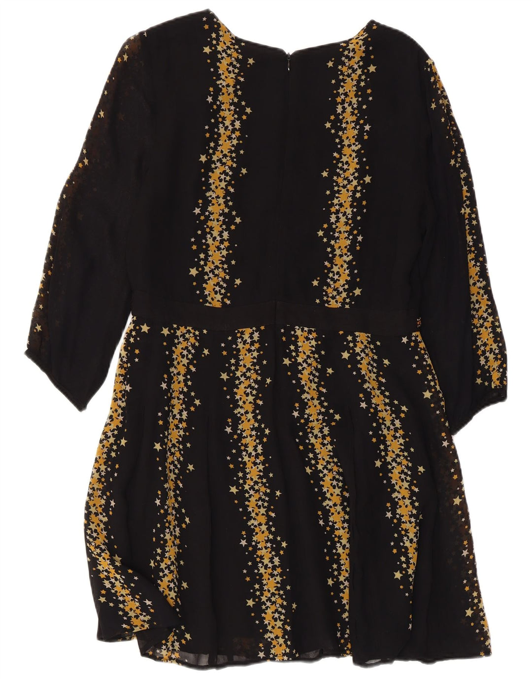 MONSOON Rochie A-Line cu mâneci 3/4 pentru femei, cu model abstract, UK 12 Medium Negru