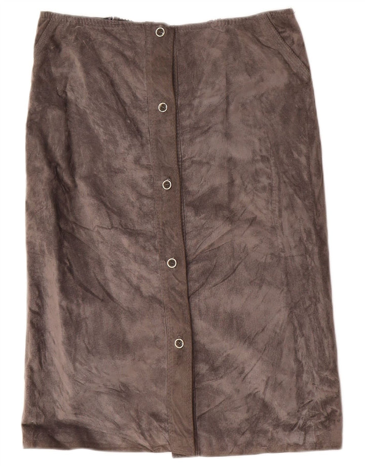 Fusta dreaptă din piele intoarsa pentru femei Vintage IT 46 Large W30 Gri