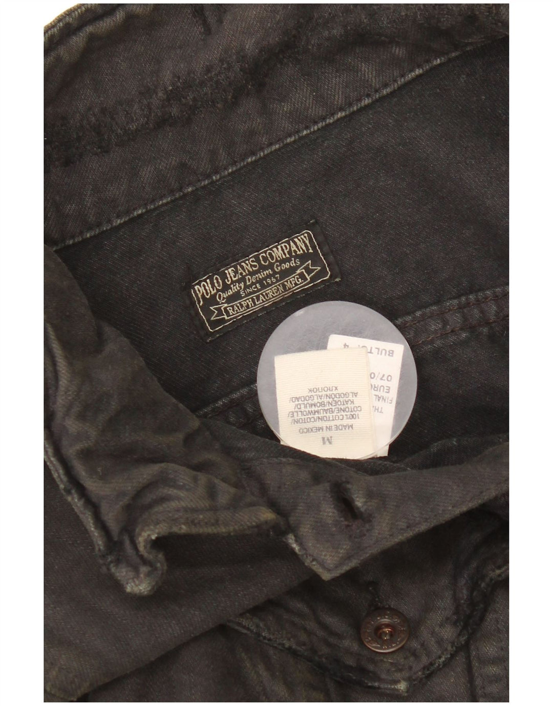 Jachetă de denim crop învechită Polo Ralph Lauren pentru femei UK 14 Medium Black