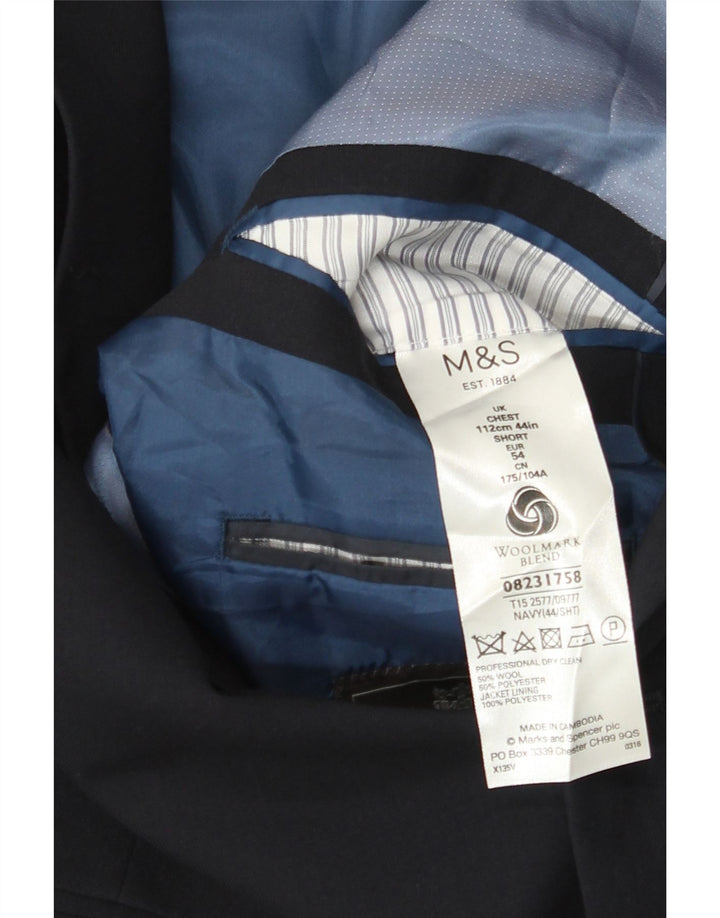 Jachetă pentru bărbați Marks & Spencer, scurtă, cu 2 nasturi, UK 44 XL Lână bleumarin