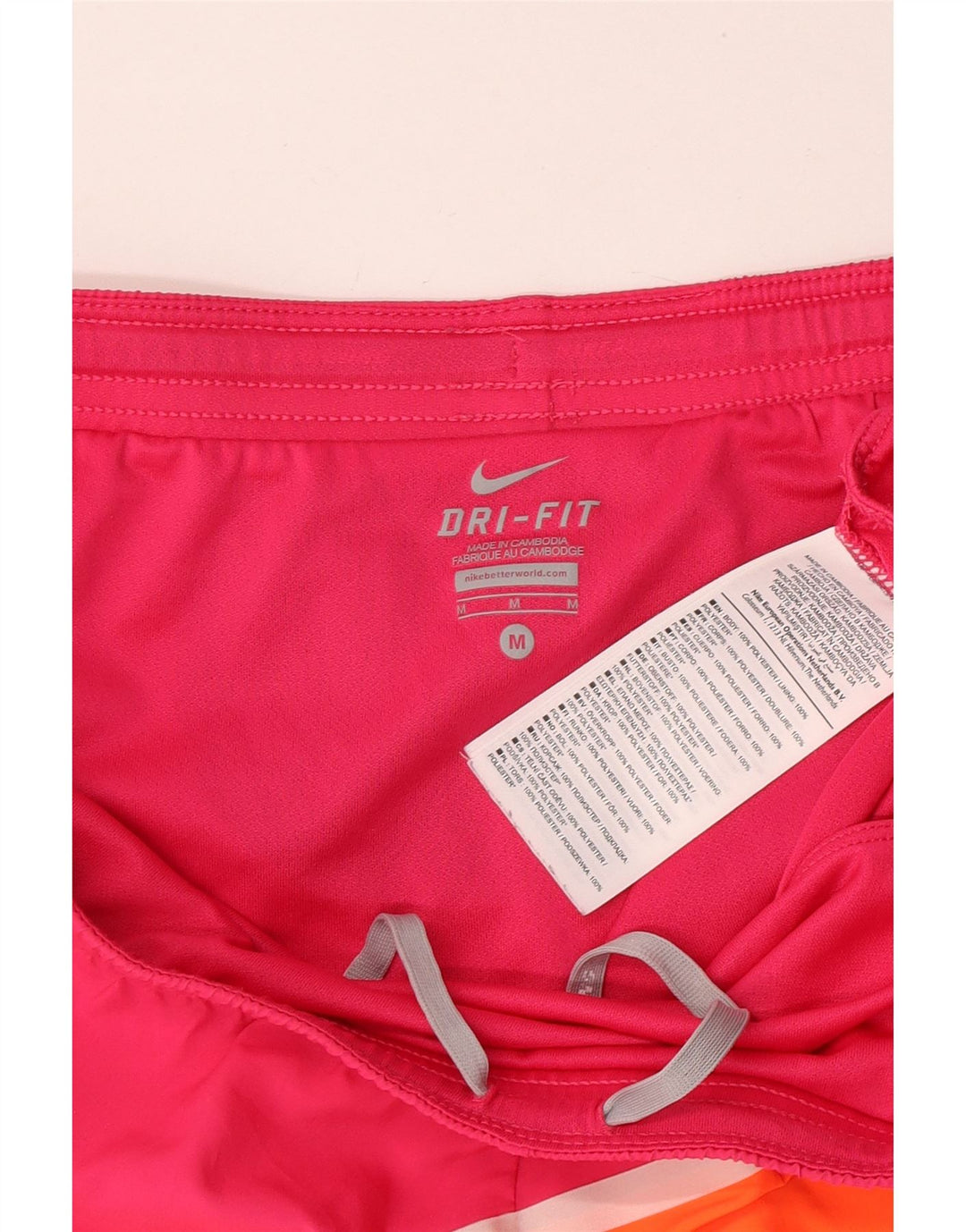 Pantaloni scurți sport Nike Dri Fit pentru femei UK 14 Medium Pink Colorblock Poliester