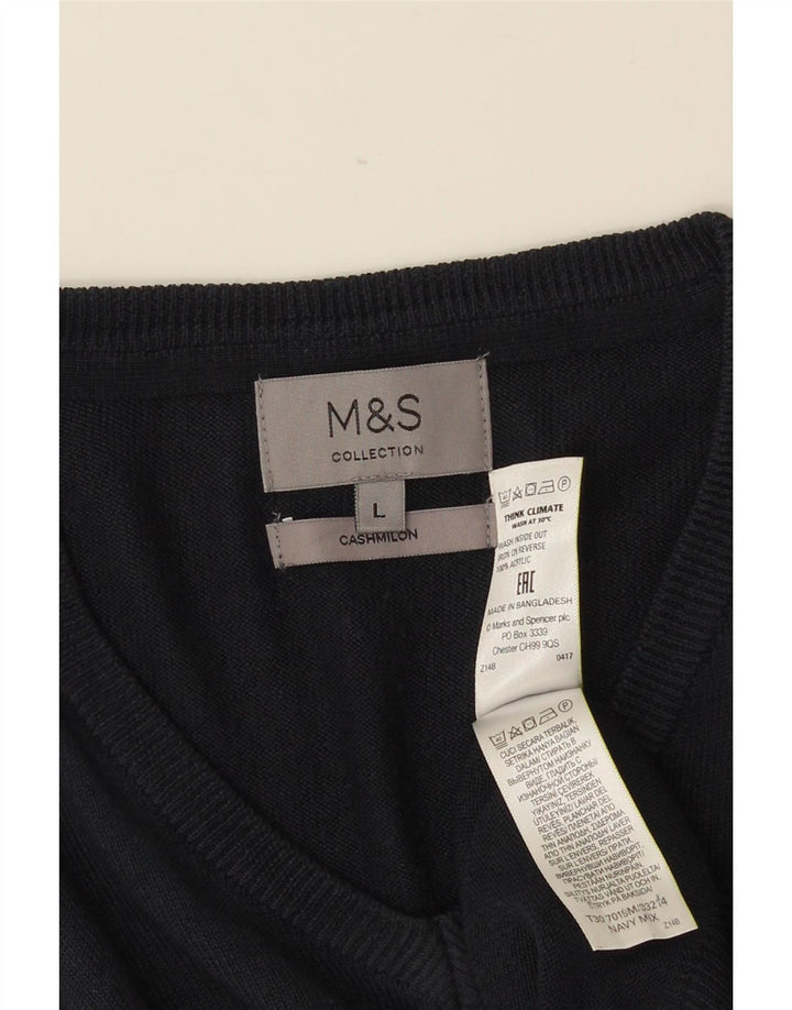 MARKS & SPENCER Pulover cu decolteu în V pentru bărbați, mare, albastru acrilic