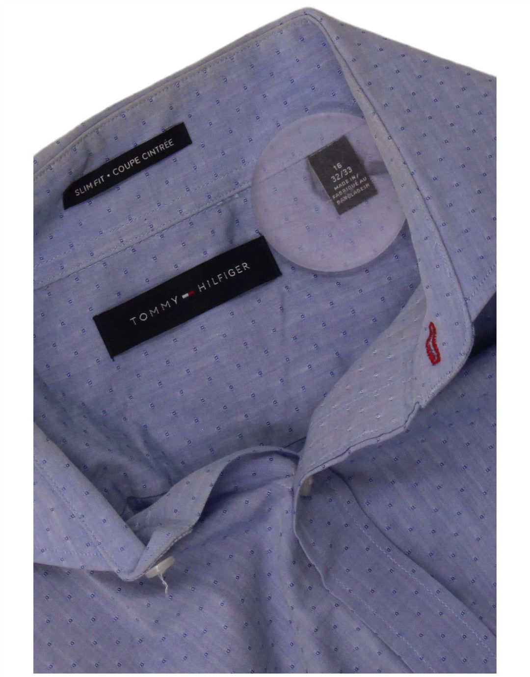 Cămașă pentru bărbați Tommy Hilfiger Slim Fit Mărimea 16 Mare Albastru Geometric