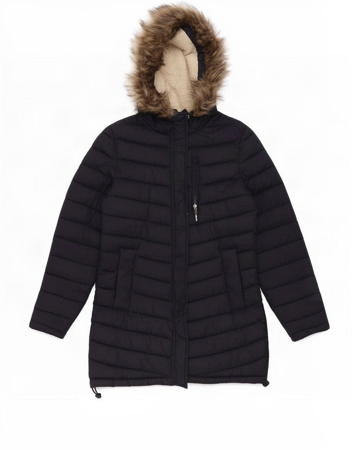 Jachetă căptușită cu glugă Superdry pentru femei UK 14 Medium Navy Blue Marine